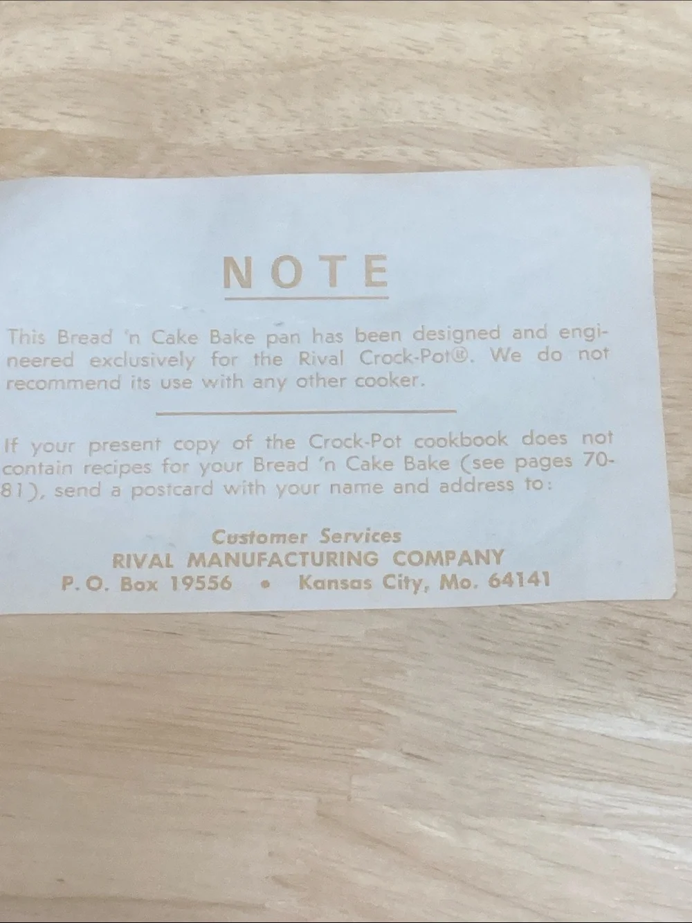 VTG 70s Rival Crock-Pot Bread 'N Cake Bake Pan & Trivet Rack Gold